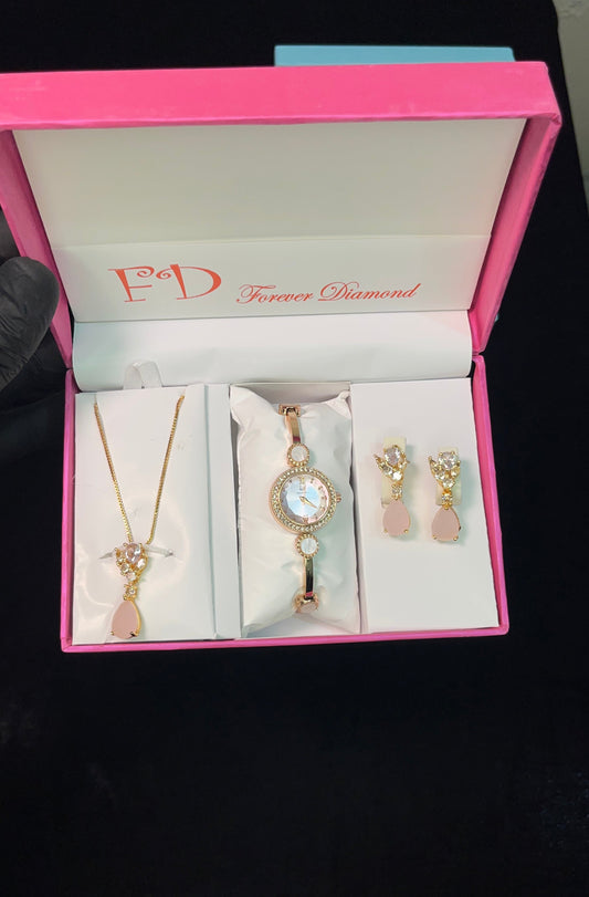 Stylish Women Gift Set – Watch with Matching Necklace & Earrings 💎💍💫