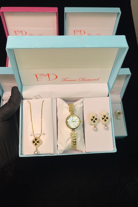 Stylish Women Gift Set – Watch with Matching Necklace & Earrings 💎💍💫