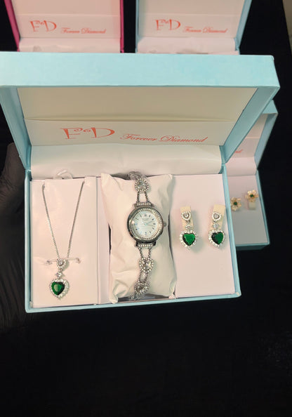 Stylish Women Gift Set – Watch with Matching Necklace & Earrings 💎💍💫