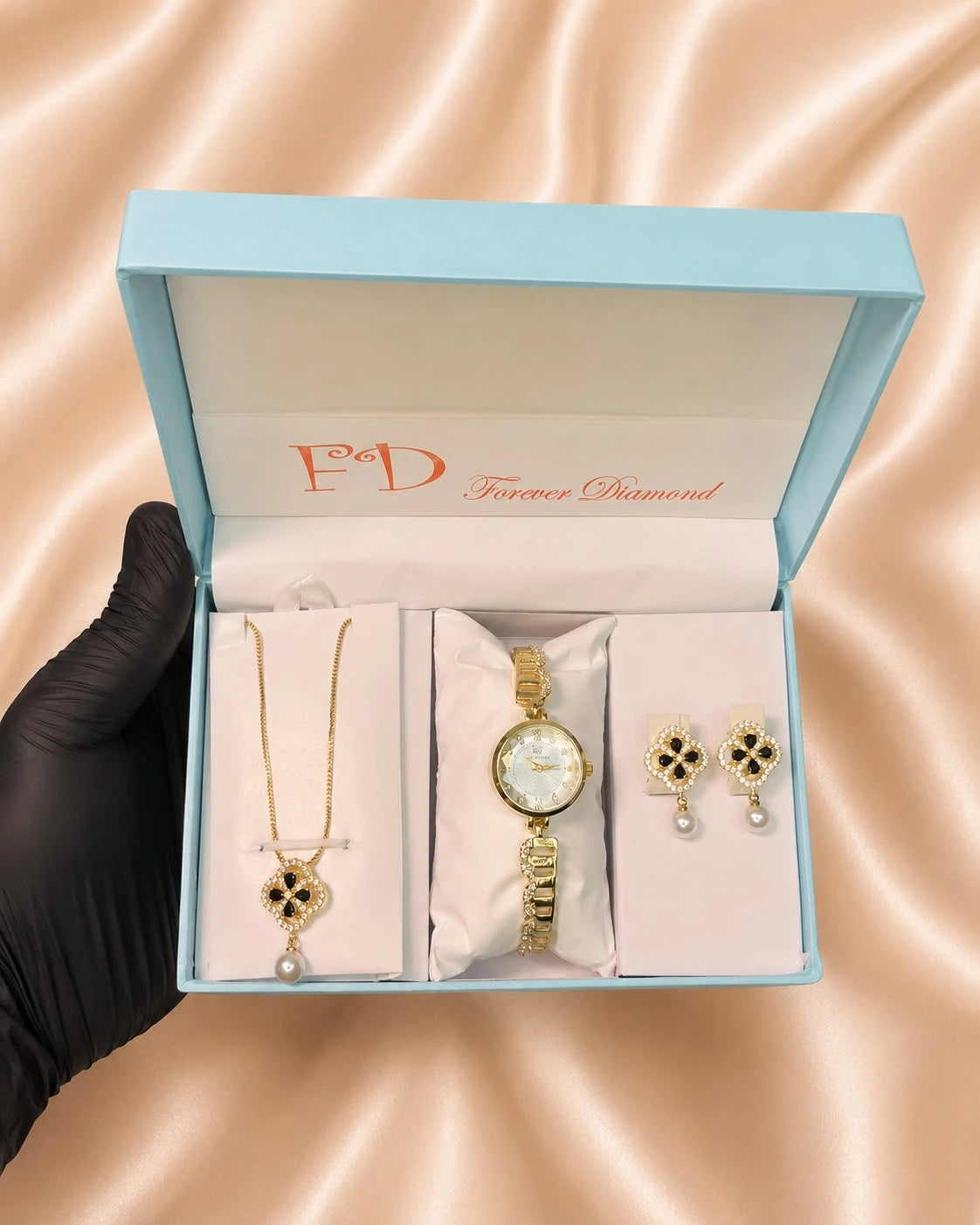 Elegant Ladies Jewelry Gift Set with Watch, Necklace & Earrings