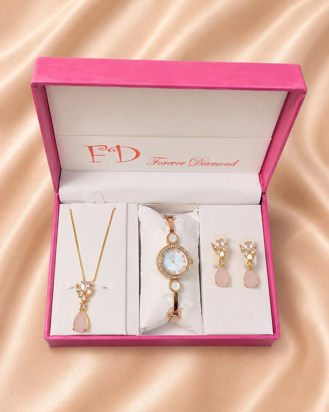Elegant Ladies Jewelry Gift Set with Watch, Necklace & Earrings