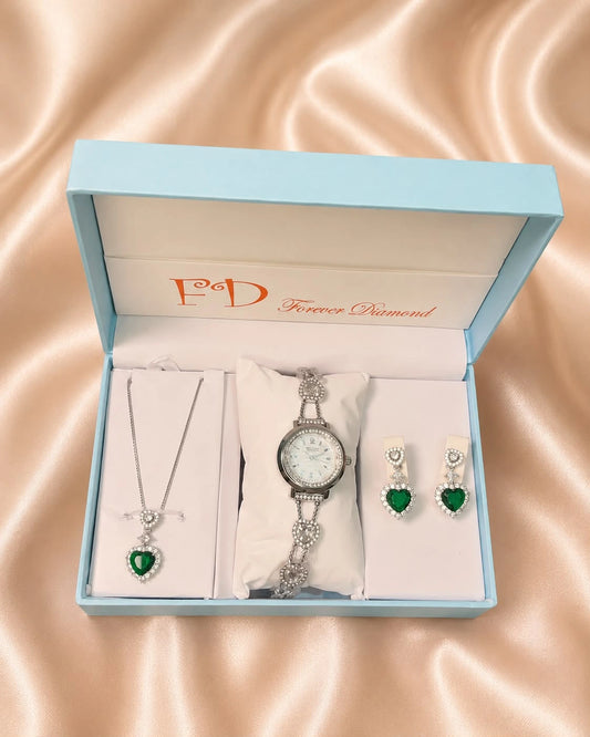 Elegant Ladies Jewelry Gift Set with Watch, Necklace & Earrings