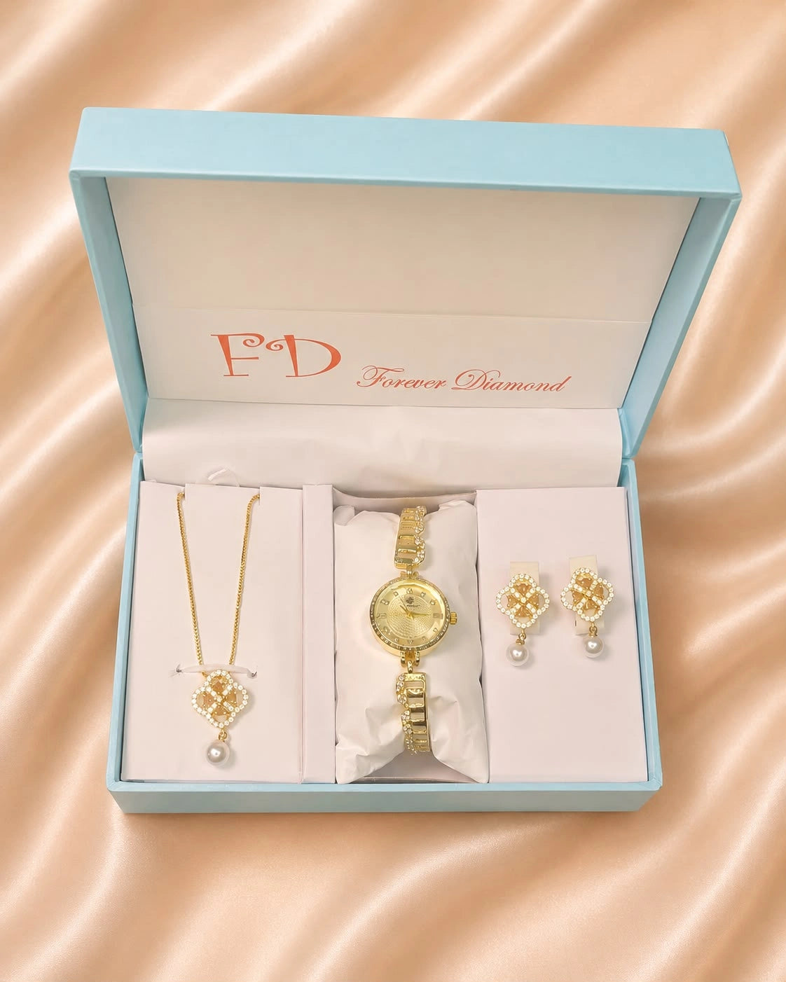 Elegant Ladies Jewelry Gift Set with Watch, Necklace & Earrings