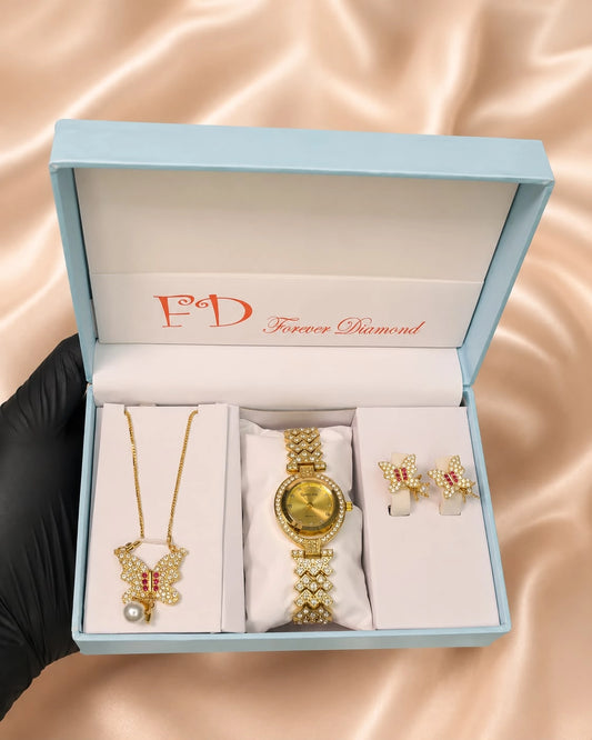 Elegant Ladies Jewelry Gift Set with Watch, Necklace & Earrings