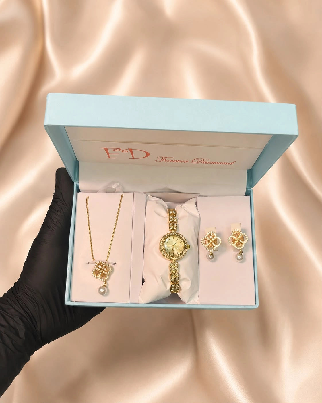 Elegant Ladies Jewelry Gift Set with Watch, Necklace & Earrings