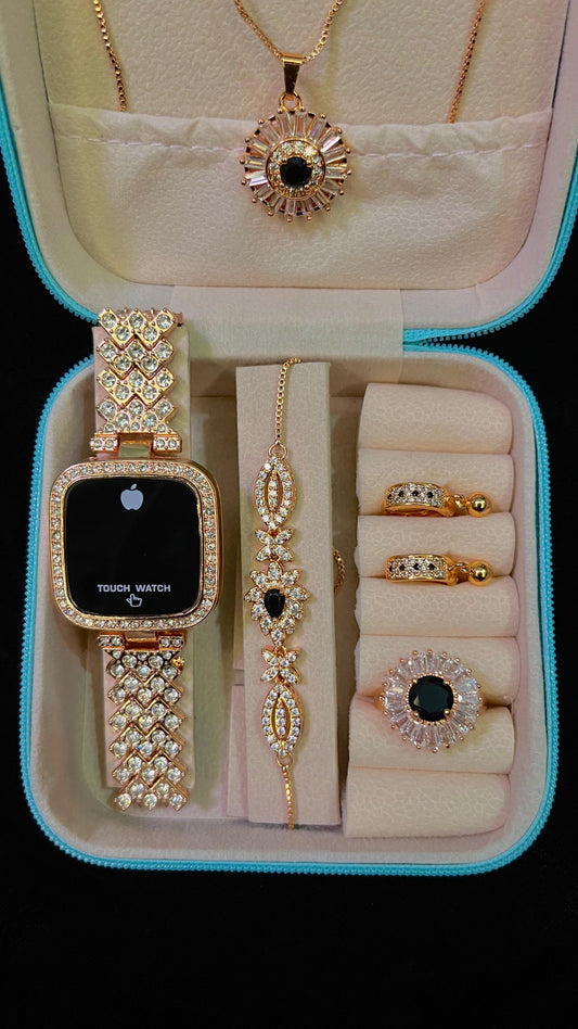 Ultimate Glamour Gift Box – 6-in-1 Jewelry & Watch Collection for Her